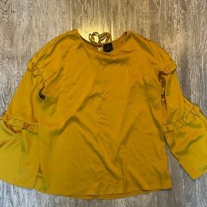 Worthington Mustard Ruffle Sleeve Blouse